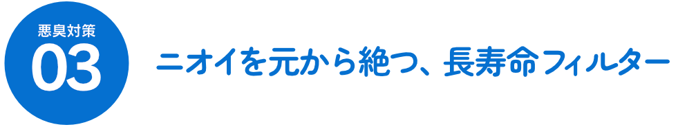 悪臭対策03 ニオイを元から絶つ、長寿命フィルター